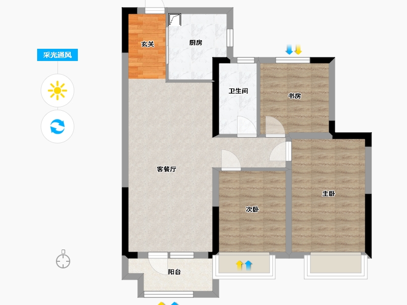 山东省-青岛市-世博城逸海-76.00-户型库-采光通风