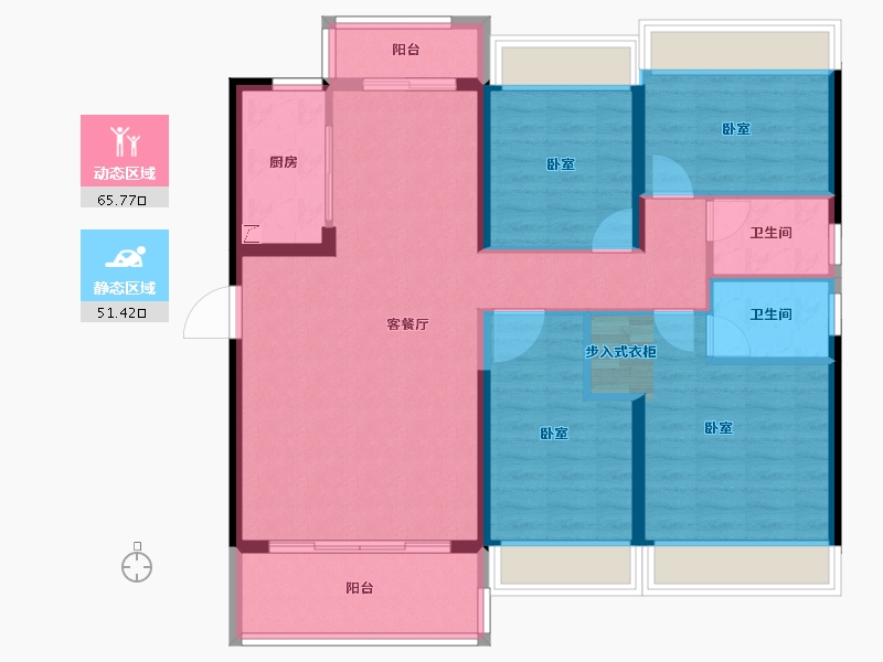 湖南省-衡阳市-富力碧桂园·衡中心-105.22-户型库-动静分区