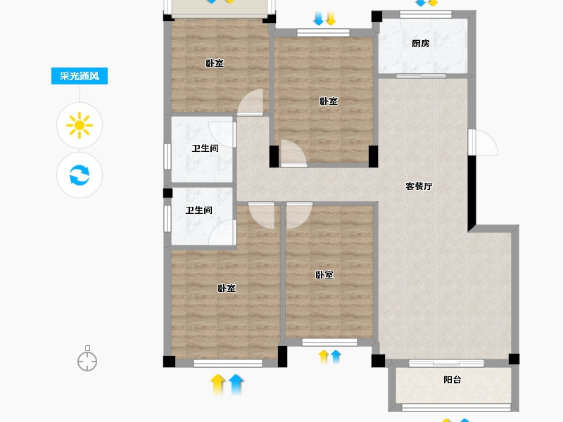 湖南省-衡阳市-衡阳罗马都市-102.77-户型库-采光通风