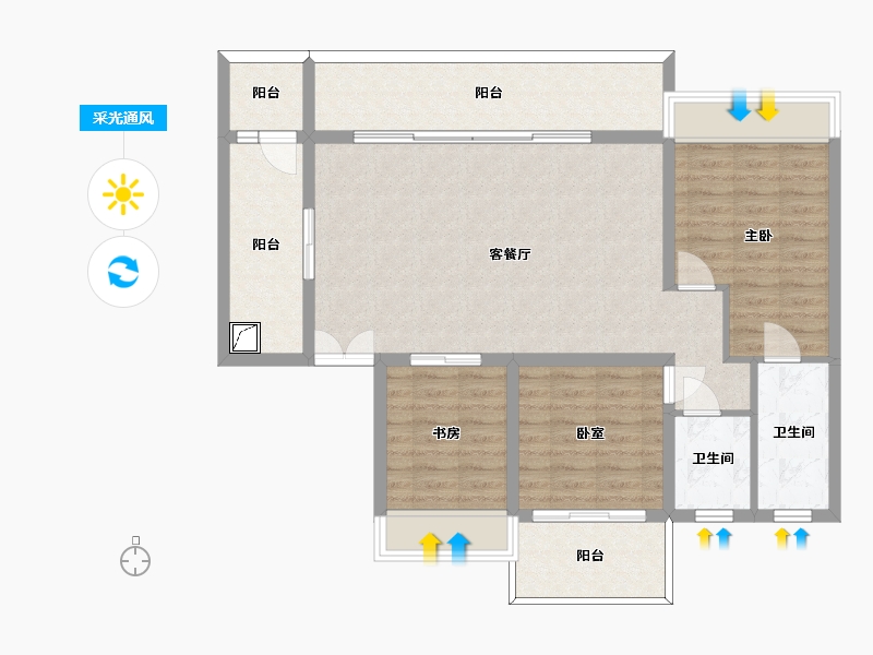 贵州省-遵义市-飞洋梦想城华府-102.69-户型库-采光通风