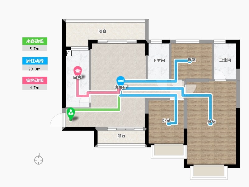 湖南省-长沙市-恒大御景天下-95.78-户型库-动静线