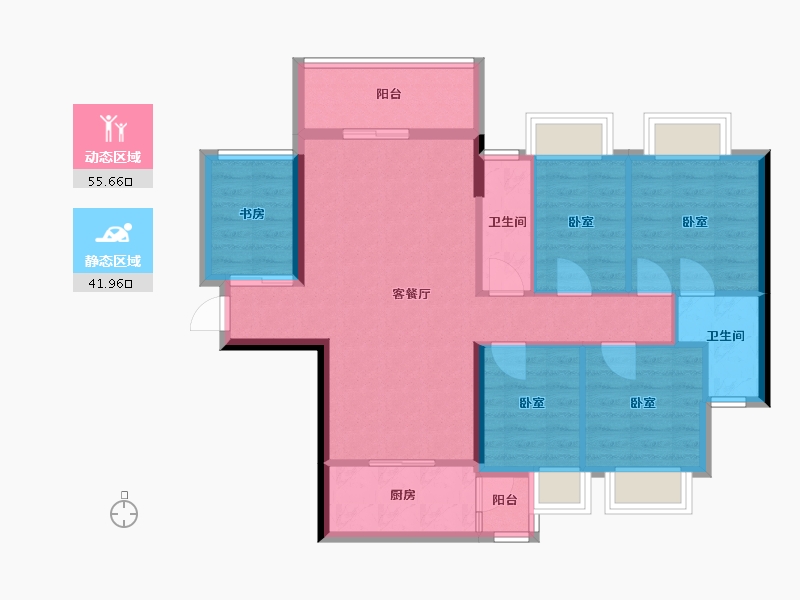 广东省-梅州市-兴宁胜雄花园-87.13-户型库-动静分区