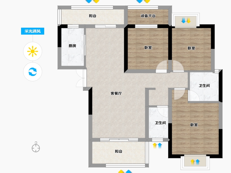 湖南省-岳阳市-金江学府-90.22-户型库-采光通风