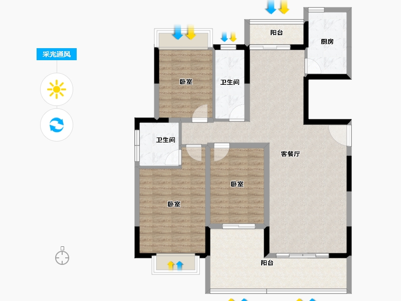 湖南省-衡阳市-碧水湾-113.64-户型库-采光通风