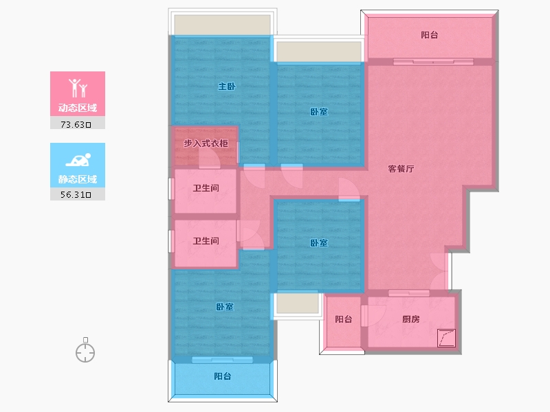 贵州省-遵义市-飞洋梦想城华府-114.95-户型库-动静分区