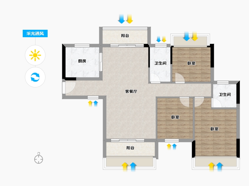 湖南省-衡阳市-同安·福龙湾-96.79-户型库-采光通风