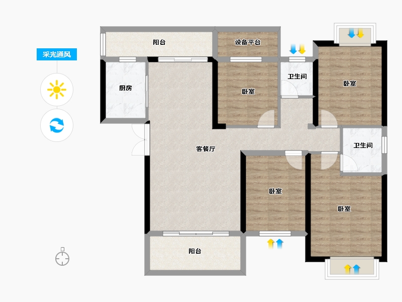 湖南省-岳阳市-金江学府-111.83-户型库-采光通风