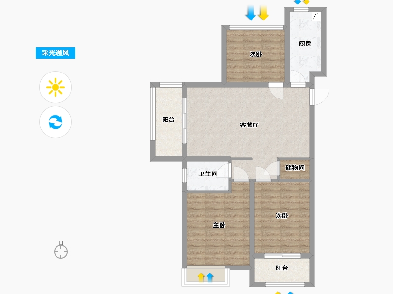 江苏省-南京市-创维乐活城-78.80-户型库-采光通风