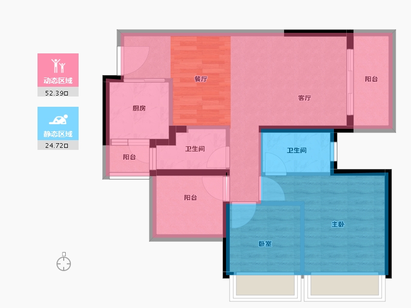 广东省-惠州市-龙光玖榕府-68.36-户型库-动静分区