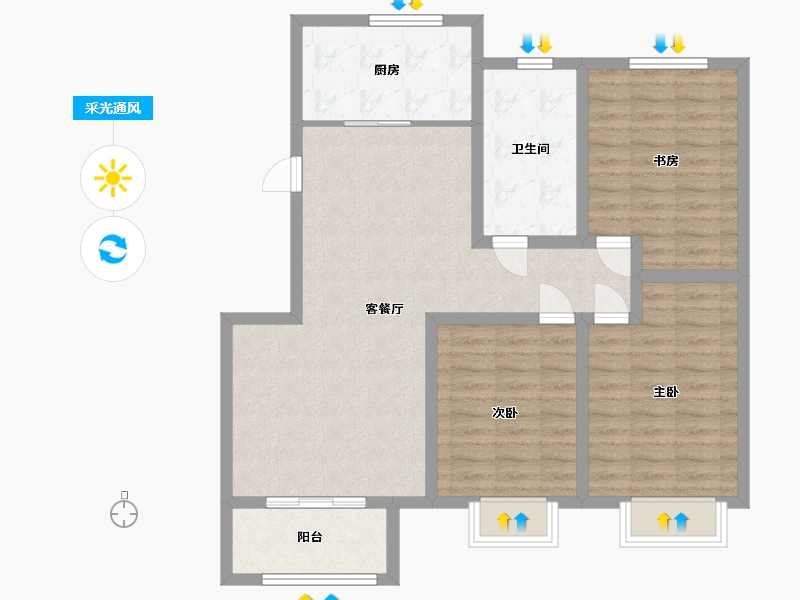 山东省-青岛市-府新苑-92.40-户型库-采光通风