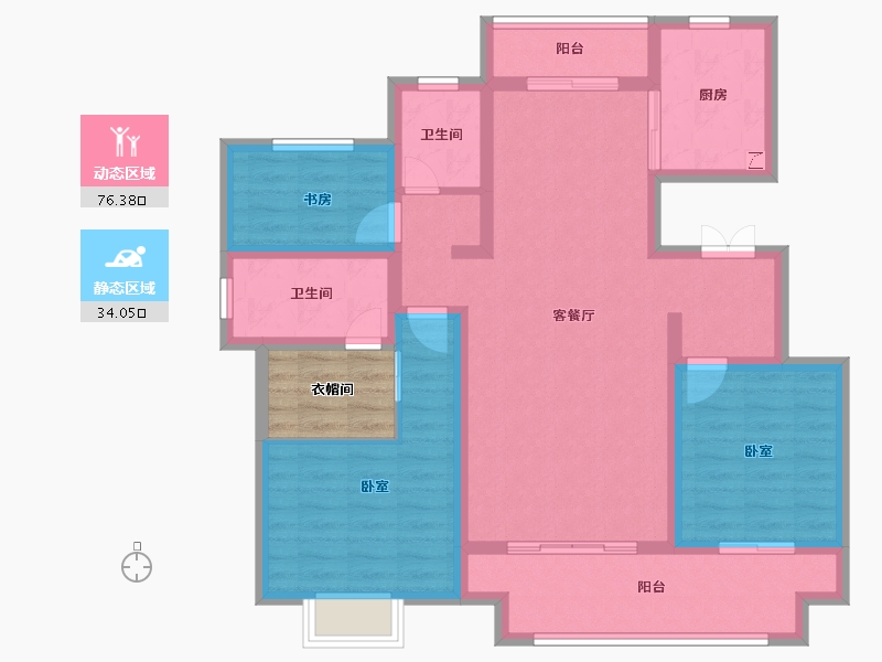 安徽省-宣城市-凤形桃花源-101.90-户型库-动静分区