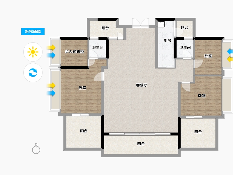 广东省-深圳市-大族云峰二期-146.48-户型库-采光通风