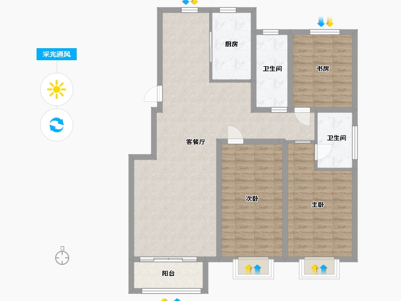 山东省-青岛市-府新苑-110.60-户型库-采光通风