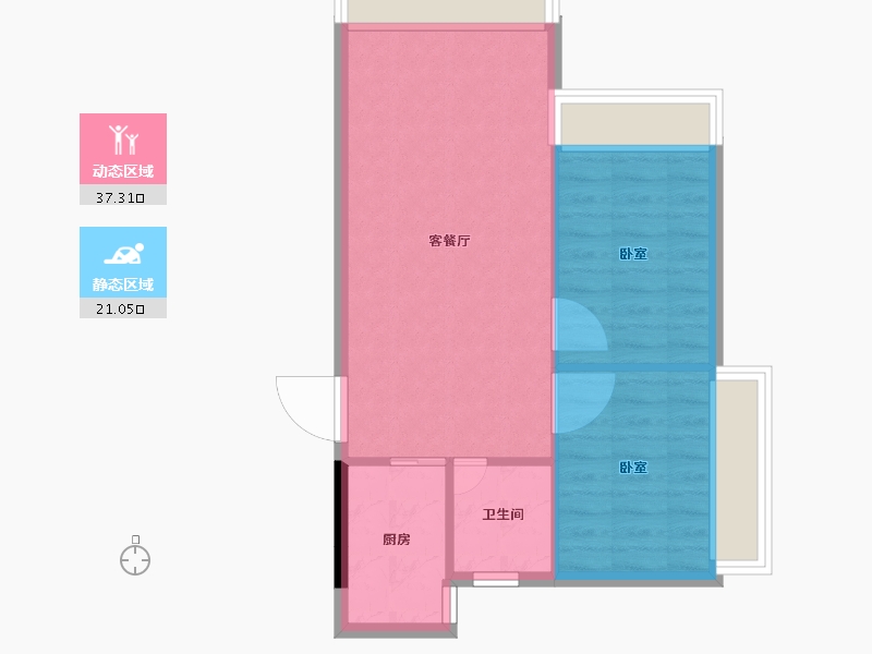 广东省-汕头市-东晖雅居-53.23-户型库-动静分区