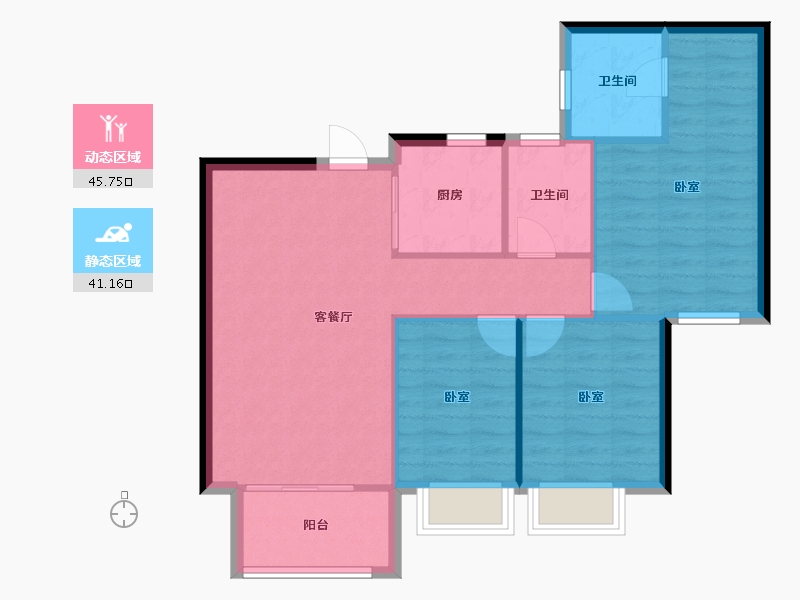 广东省-东莞市-石排国际公馆-79.06-户型库-动静分区