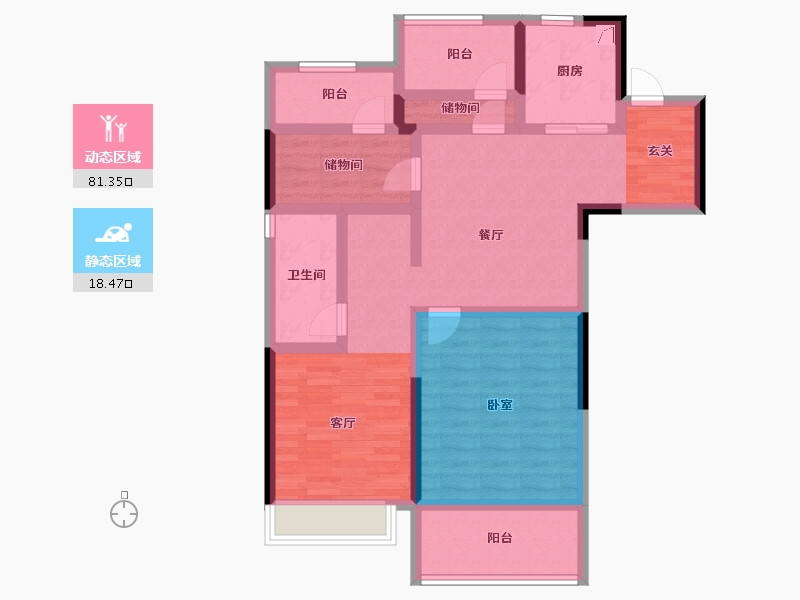 湖南省-衡阳市-奥莱·祥生府-86.44-户型库-动静分区