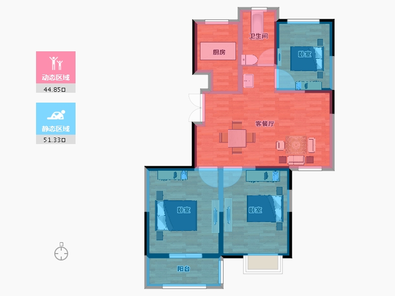 江苏省-宿迁市-格林上郡御苑-86.00-户型库-动静分区