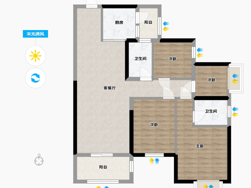 湖南省-长沙市-保利大都汇-91.85-户型库-采光通风