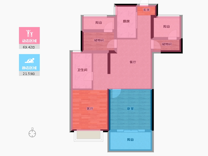 湖南省-衡阳市-奥莱·祥生府-80.23-户型库-动静分区