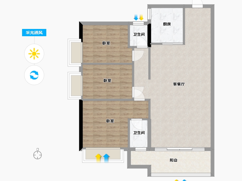 广东省-梅州市-龙腾一品-93.76-户型库-采光通风