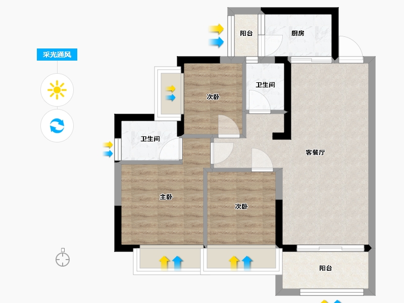 广东省-惠州市-中鑫悦府-63.32-户型库-采光通风