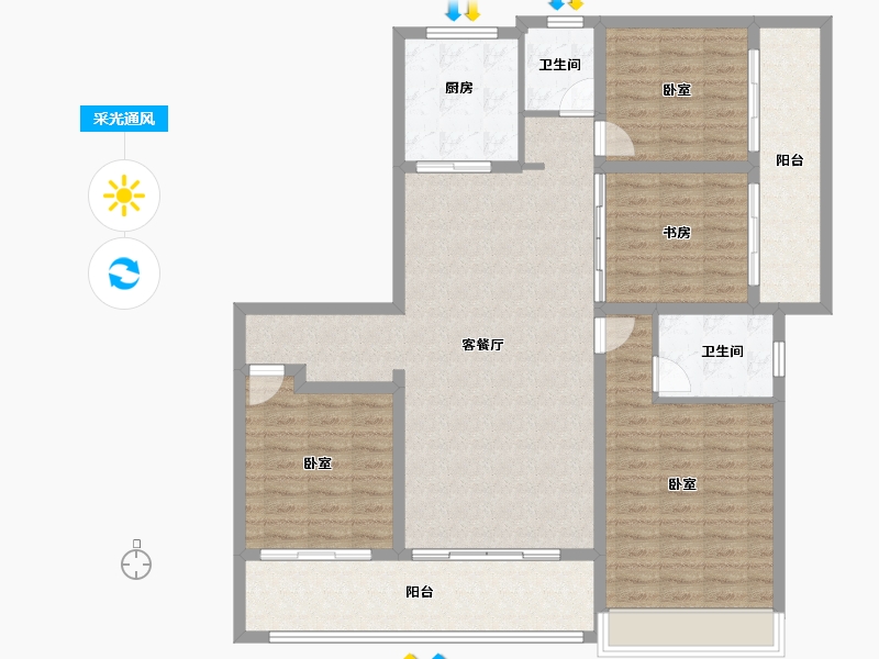 山东省-淄博市-金科集美嘉悦-128.00-户型库-采光通风