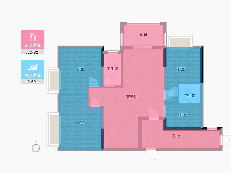 广东省-梅州市-龙腾一品-85.14-户型库-动静分区