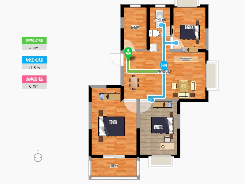 江苏省-宿迁市-格林上郡御苑-90.00-户型库-动静线