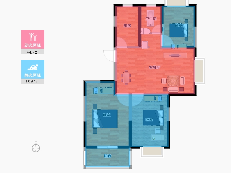 江苏省-宿迁市-格林上郡御苑-90.00-户型库-动静分区