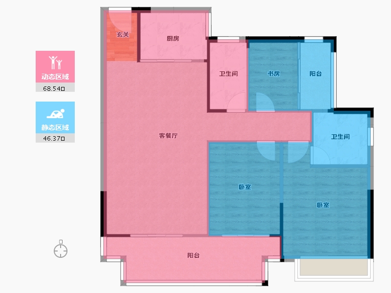 湖南省-邵阳市-宝峰城-105.46-户型库-动静分区