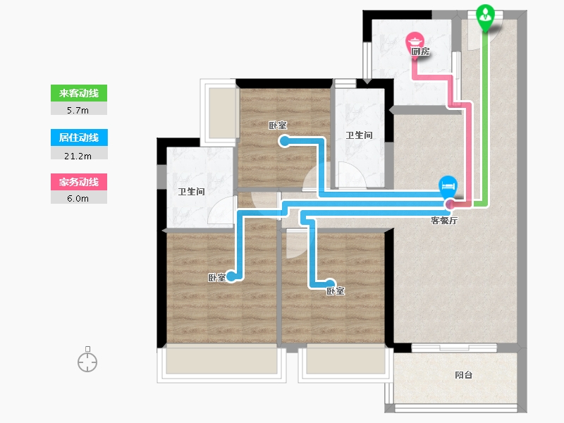 广东省-阳江市-美的·未来中心-75.00-户型库-动静线