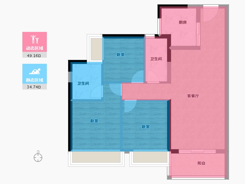 广东省-阳江市-美的·未来中心-75.00-户型库-动静分区