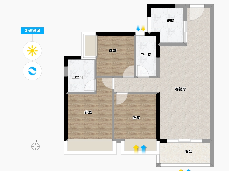 广东省-阳江市-美的·未来中心-75.00-户型库-采光通风