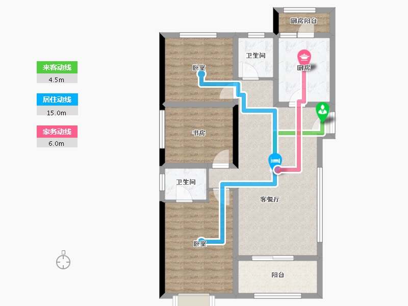 陕西省-西安市-满堂悦MOMΛ-87.85-户型库-动静线