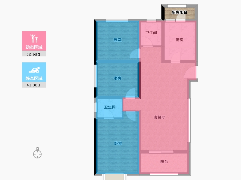 陕西省-西安市-满堂悦MOMΛ-87.85-户型库-动静分区