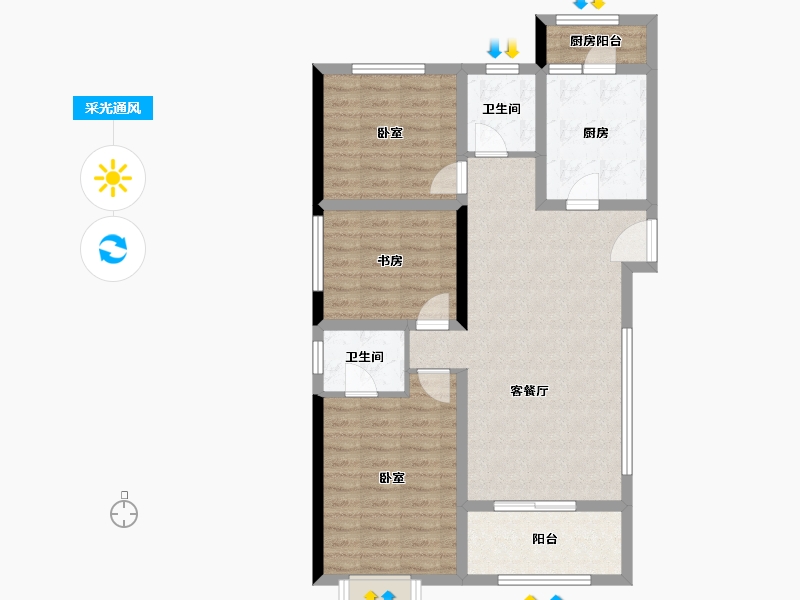 陕西省-西安市-满堂悦MOMΛ-87.85-户型库-采光通风