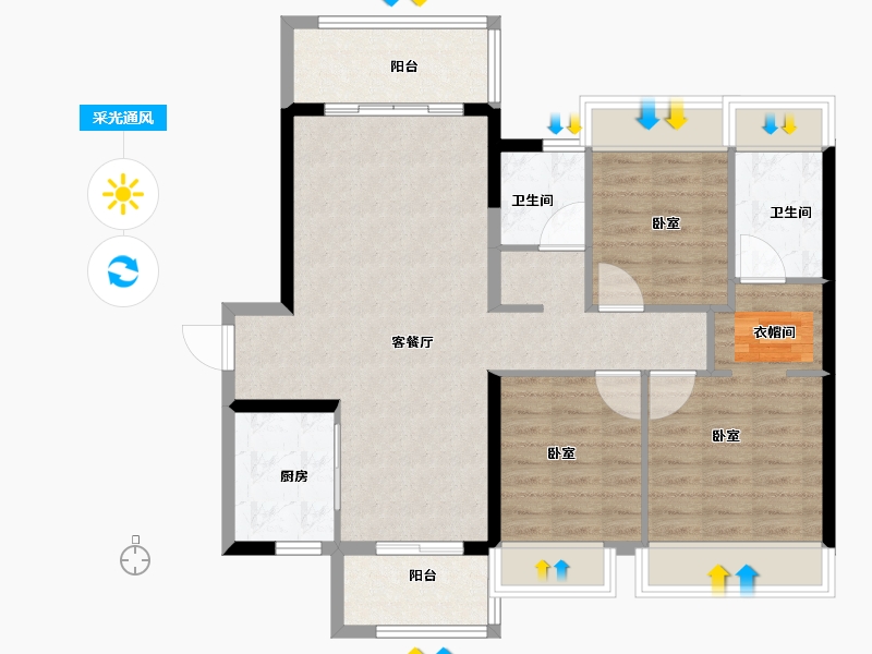 广东省-阳江市-美的·未来中心-91.00-户型库-采光通风