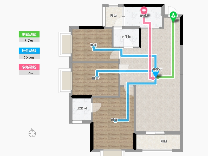 广东省-梅州市-兴宁胜雄花园-86.98-户型库-动静线