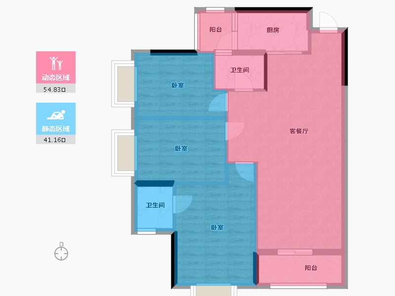 广东省-梅州市-兴宁胜雄花园-86.98-户型库-动静分区