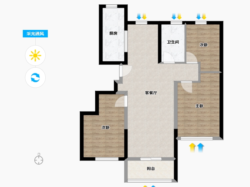 山东省-烟台市-中节能聚创新城-84.00-户型库-采光通风