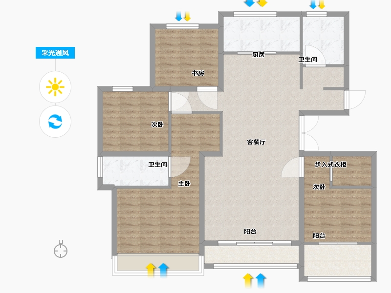 山东省-泰安市-新兴御蓝山-122.41-户型库-采光通风