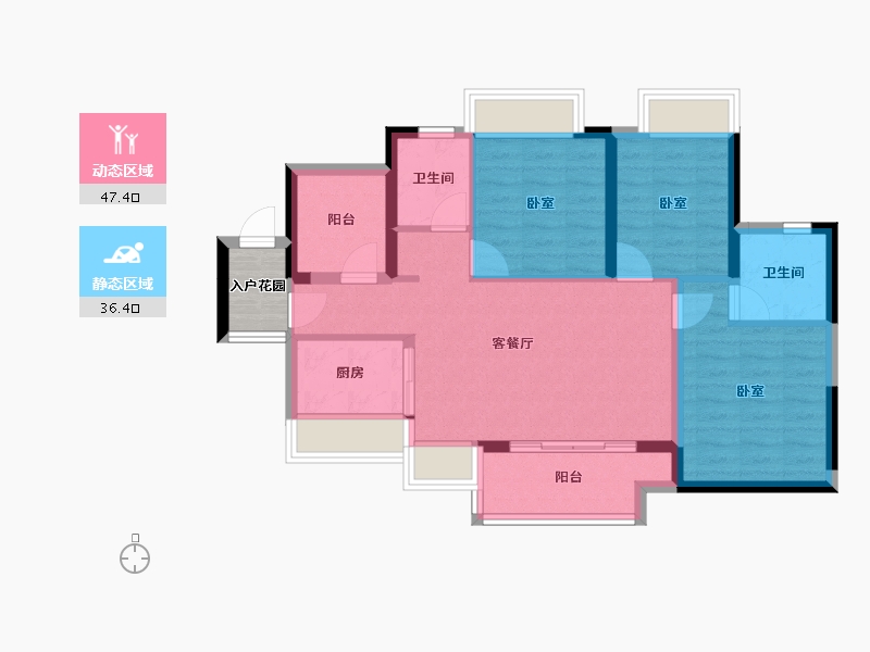 广东省-佛山市-禹洲德信云江府-77.10-户型库-动静分区