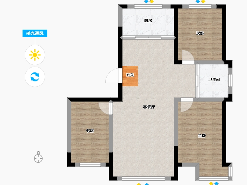 吉林省-长春市-嘉惠七号院-80.07-户型库-采光通风