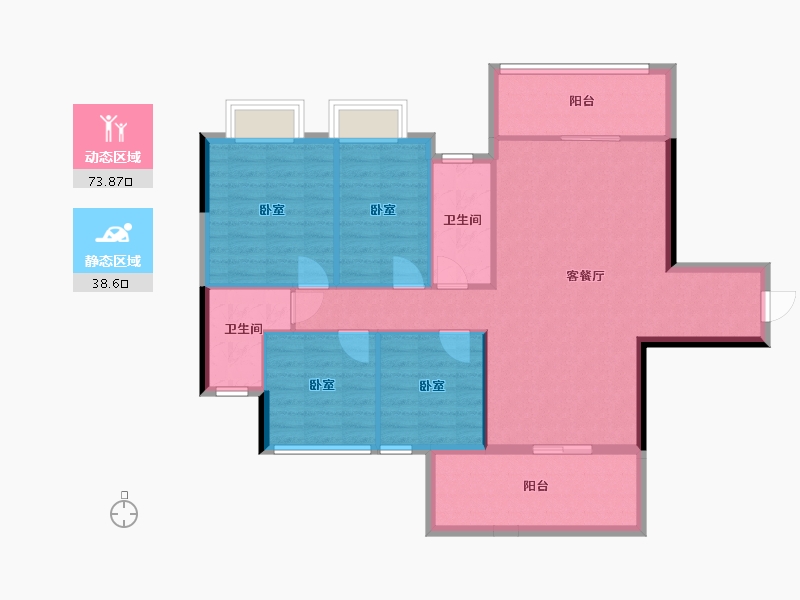 广东省-梅州市-兴宁胜雄花园-102.06-户型库-动静分区