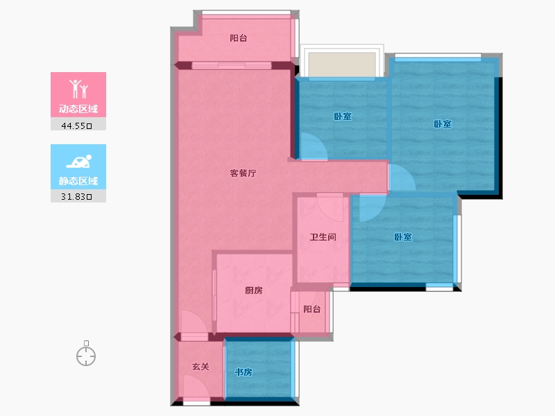 广东省-广州市-珠江花城-67.85-户型库-动静分区