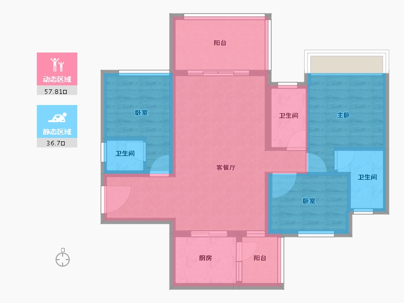 广东省-肇庆市-嘉湖金沙湾-84.00-户型库-动静分区