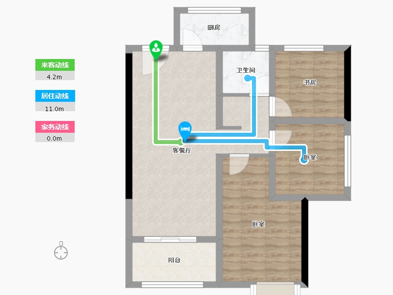 陕西省-西安市-满堂悦MOMΛ-70.99-户型库-动静线