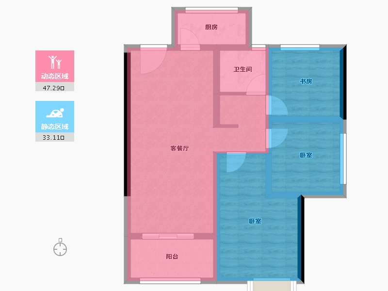 陕西省-西安市-满堂悦MOMΛ-70.99-户型库-动静分区