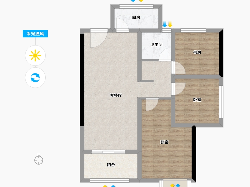 陕西省-西安市-满堂悦MOMΛ-70.99-户型库-采光通风