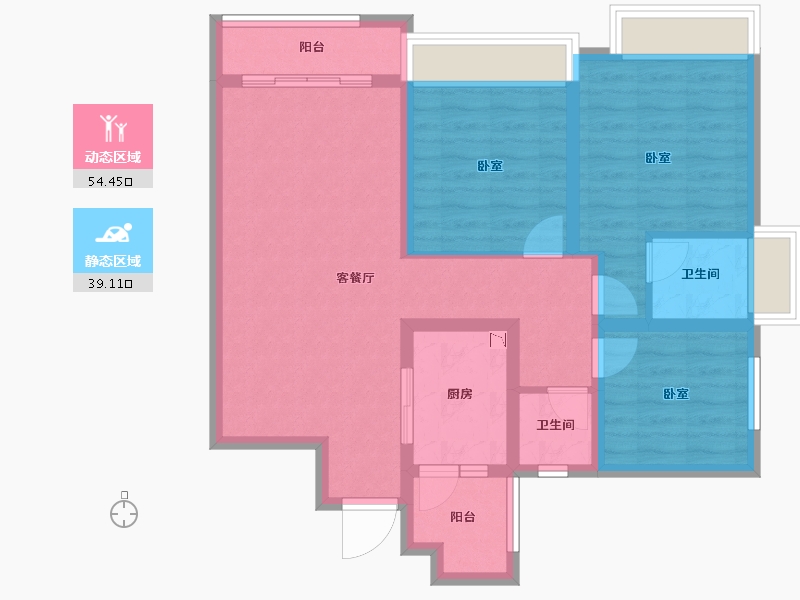 四川省-成都市-炎华置信花千集中心住宅-82.61-户型库-动静分区